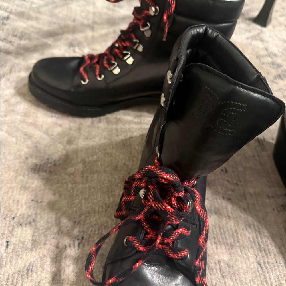 Sam Edelman Black Combat Boots with Red Laces - Picture 8 of 16